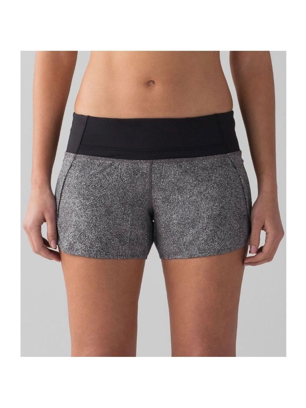 Women's Lululemon Run Times Athletic Shorts Size 4 Black And White